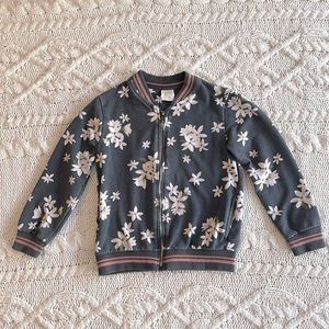 Zara blue floral zip up sweater size 7
